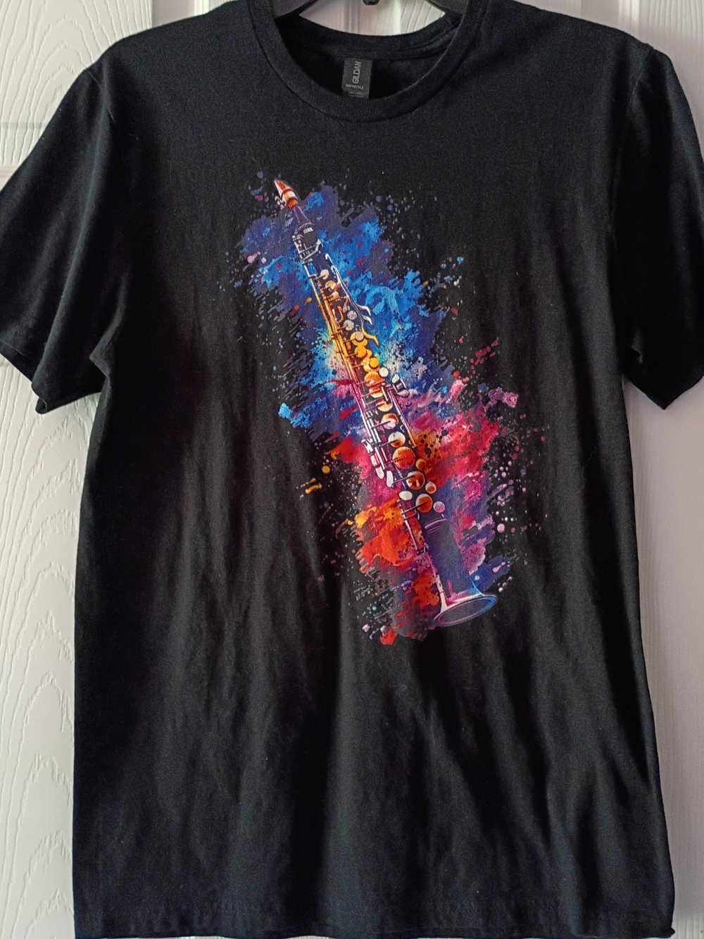Black Clarinet Splash Art T-Shirt Small